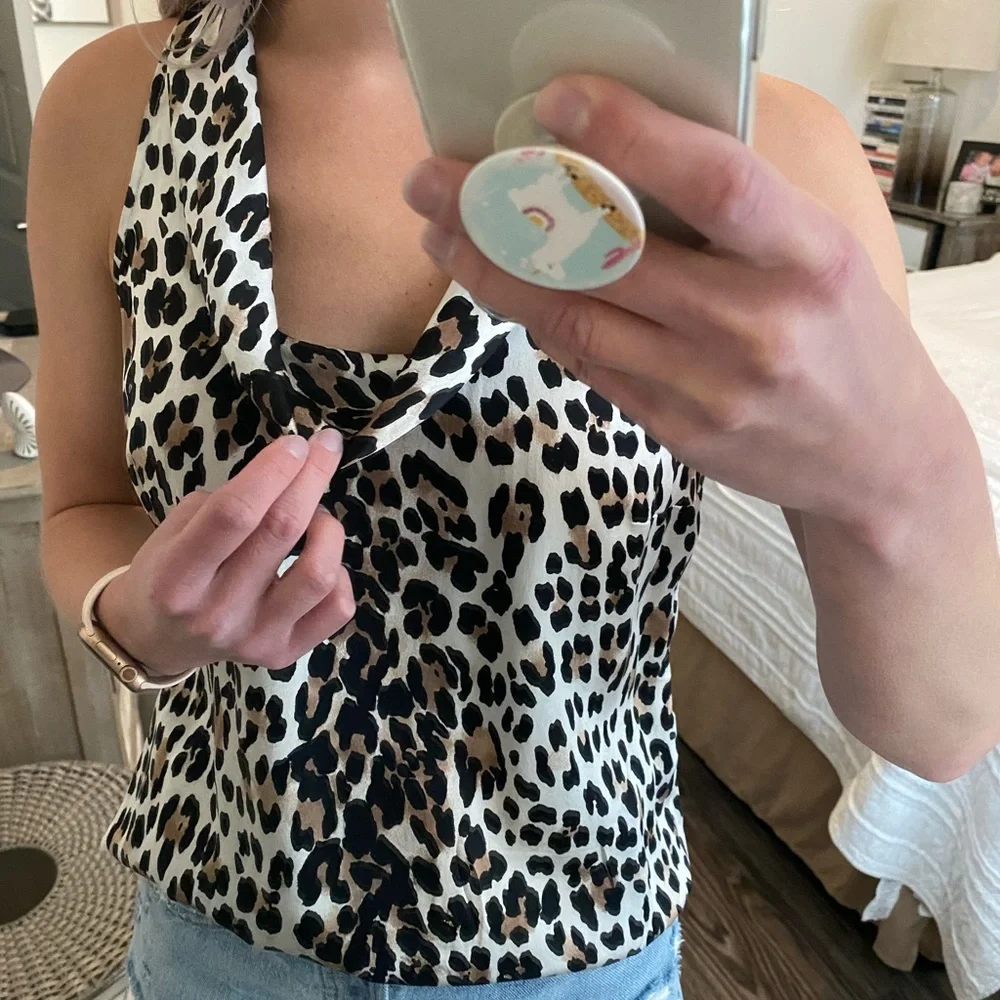 White House Black Market Silk Animal Print Blouse - Picture 2 of 4